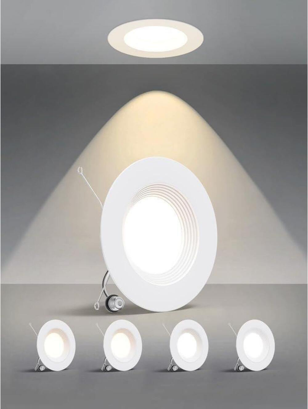 6 Inch LED Recessed Can Lights, 5CCT Selectable, Dimmable, 4 Pack